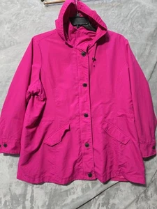 Lands End Womens Pink Hooded Rain Barn Chore Jacket Size 2X 20W-22W Gorpcore - Picture 1 of 10