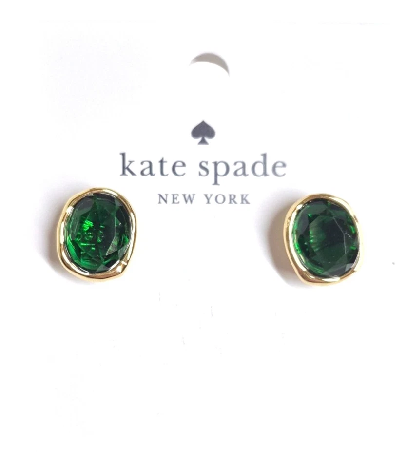 Pendientes Kate Spade Alto Brillo Verde Esmeralda Circonita Cúbica Latón KN100 Nuevos Foto 1 de 4