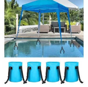 Confezione 4 Sacchetti Ancoraggio Baldacchino Piscina Kit Ombrellone Galleggiante PVC Peso Acqua Secchi - Foto 1 di 7