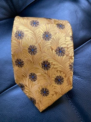 Ermenegildo Zegna шелковый галстук галстук желтый/золотой с цветами цветочный 3,75 «x 58» Италия - Изображение 1 из 4
