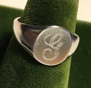 Anillo Vintage Oro 18KT Estampado y Grabado HGE Monograma "G" Talla 5 Marca VARGAS - Imagen 1 de 6