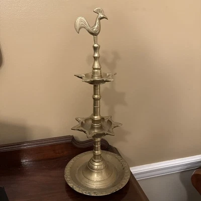 Antique Solid Brass Traditional Indian Oil Lamp - Image 1 of 4