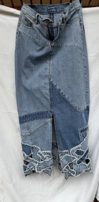 Maxi Falda Denim Vintage Pepe Jeans London Bolsillos Retazos Recortes Talla M Foto 1 de 4