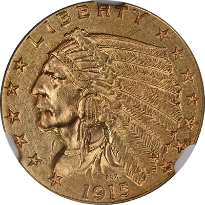 1915 Indian Gold $2.50 NGC AU58 Nice Eye Appeal Nice Strike - Image 1 of 4