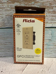 Aida GFCI Duplex Outlet 20 Amp Ivory Weather Tamper Resistant New - Picture 1 of 6