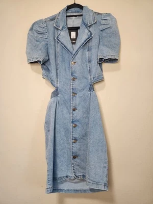 时尚 Nova Happiest Days 牛仔迷你连衣裙露背女式 XL 码全新带标签 — 第 1/4 张图片