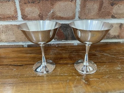 Two Vintage Salem Portuguese Silverplated Champagne Coupe Wine Goblet 4 5/8" - Image 1 of 4