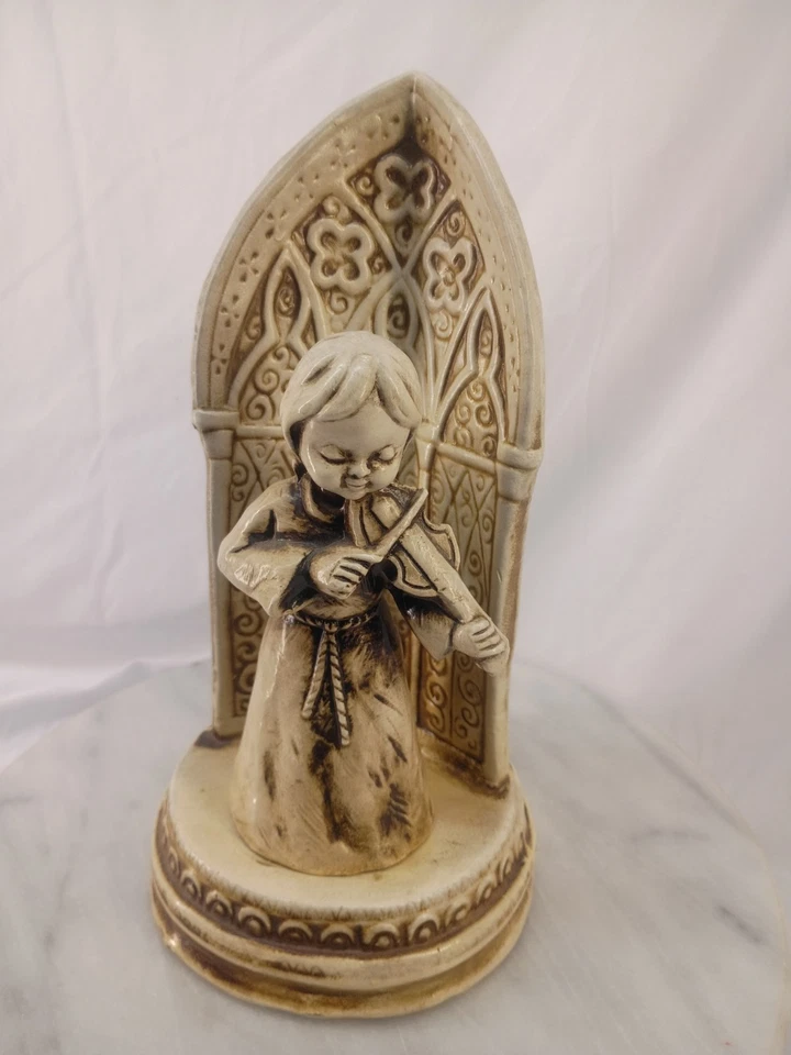 Ángel de colección con pedestal de caja de música reproduce noche silenciosa Japón ¿papel maché?  Foto 1 de 4