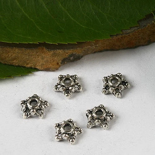 100pcs 6mm Tibetan Silver Flower Design Beads Caps Charms H2998 - Image 1 of 1