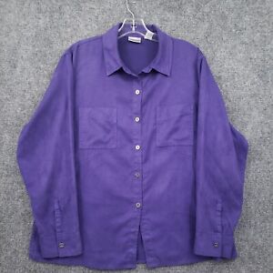 Chico's Shirt Womens 2 US 12 Button-Up Purple Pockets Long Sleeves Polyester 