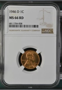 1946 D NGC MS66RD Lincoln cent - Picture 1 of 2