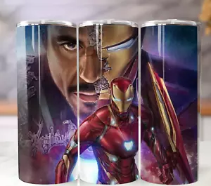 Iron Man Tony Stark 20oz Insulated Tumbler Stainless Steel Cup Mug Lid Straw - Picture 1 of 9