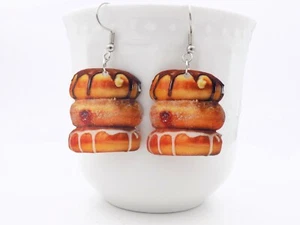 Stapel Donuts Ohrringe - Neu 2D Lebensmittel Schmuck - Bild 1 von 10