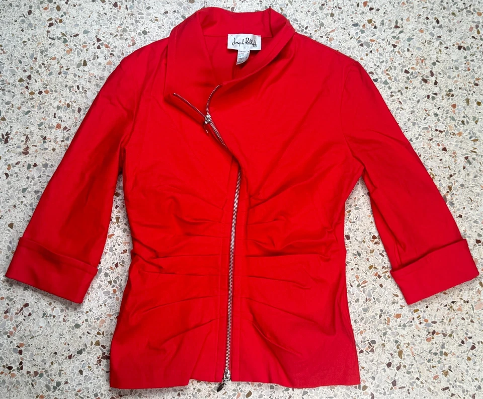 Joseph Ripkoff Women's Full Zip Ruffled Long Sleeve Cuffed Sleeve Jacket Size 8 - Image 1 of 4