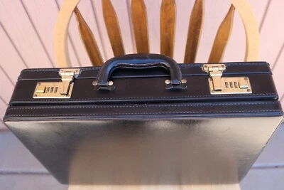 American Tourister черный кожаный портфель атташе расширяемый жесткий чехол - Изображение 1 из 4