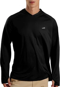 Men'S UPF 50+ Long Sleeve Sun Shirts UV Protection Hoodie Rash Guard Hiking Fish - Picture 1 of 12