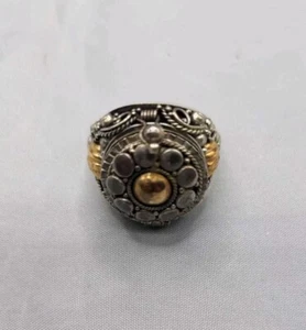 Antique Arts & Crafts Sterling Silver Poison Snuff Ring Size 8.5 - Picture 1 of 14