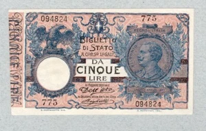 ITALIA 5 Lire 1904 GC.BS20 SPL XF/AU. - Picture 1 of 2