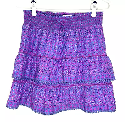 Falda para mujer Vineyard Vines mediana M azul rosa estampado capas de algodón ganchillo Foto 1 de 4