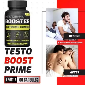 Testosterone Booster for Men Male Enhancement Testo Test Boost Max 60 Pills - Picture 1 of 7