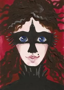 ACEO RAVEN CROW RYTA ART WITCH HALLOWEEN PRINT OF PAINTING PORTRAIT MAGIC folk - Picture 1 of 1