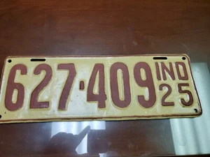 Indiana Nummernschild 1925 Original Antik Vintage Hoosier State Modell T Ford - Bild 1 von 2