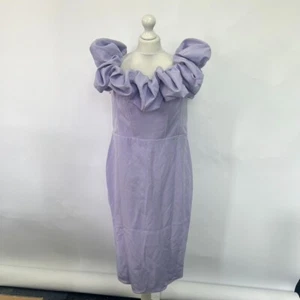 Club L London Amie Structured Ruffled Midi Dress. Lilac. UK 16. RRP £125 - Picture 1 of 8