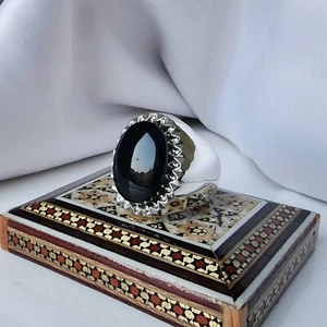 Yemeni Aqeeq Ring For Men, 925 Sterling Silver Natural Agate Ring, Shia Ring - Picture 1 of 2
