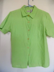Women’s Classic Elements  Cotton Green Embroidered  Shirt Blouse Sz M - Picture 1 of 3