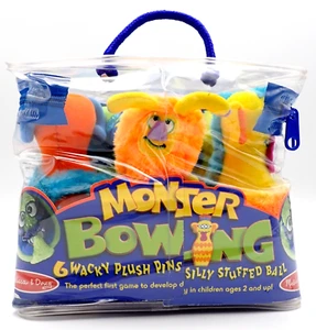 Melissa And Doug Monster Bowling Game Complete Plush Stuffed 6 Pins 1 Fuzzy Ball - Picture 1 of 5