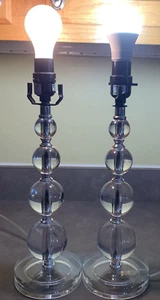 Vtg Lot of 2 Acrylic Lucite Stacked Ball Table Lamps NO SHADES - Picture 1 of 12
