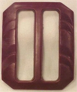 Hebilla de Cinturón Granate Borgoña Plástico Duro Rectángulo Retro Mediados de Siglo - Imagen 1 de 3
