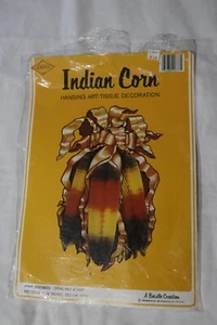Vintage 1981 Pfeife indischer Mais hängend Kunst-Taschentuch, Kranz & Eichel Dekorationen - Bild 1 von 7