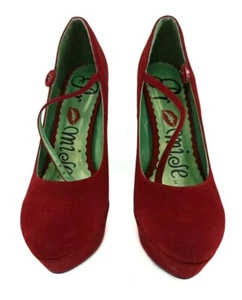 Promise red pump Shoe Women Size 7 high heel - Picture 1 of 7