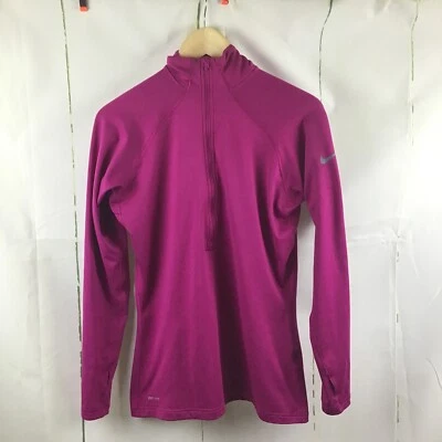 Nike Pro Dri-Fit Mujer Magenta 1/2 Cremallera Manga Larga con Agujeros para los Pulgares Top Talla L Foto 1 de 4