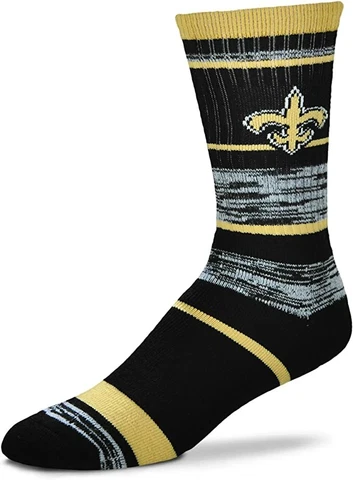 NEW! New Orleans Saints Brees NFL RMC Stripe Large Crew Socks Fits 10-13 Gift Cover
