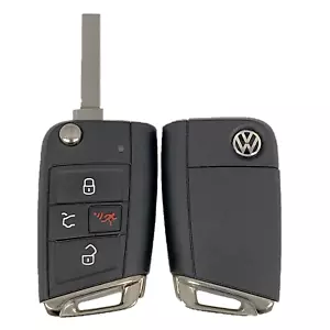OEM Volkswagen Keyless Remote UNCUT 4B 5G6.959.752.BM NBGFS125C1 (skinny blade) - Picture 1 of 7