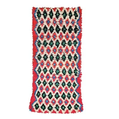 Alfombra marroquí hecha a mano vintage 2'4x5'7 bereber geométrica alfombra de algodón rojo y blanco Foto 1 de 4