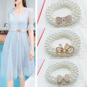 Pearl Waist Chain Rhinestone Women's Fashion Dress Decoration D0T3 - Picture 1 of 30