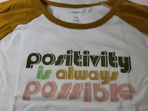 Sonoma Woman's T-shirt Baseball Elbow Sleeve"Positivity Is Always Possible" XXL - Picture 1 of 8