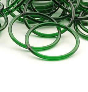 Set (2) Antik Tschechisch Smaragd Grün Glas Armreifen Creolen Ringe Ohrringe 57 mm - Bild 1 von 1