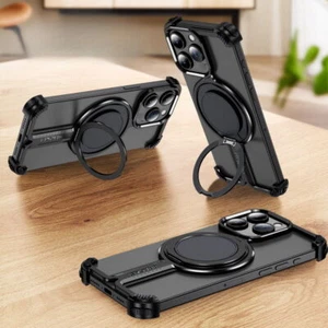 New Fashion Alloy Metal Phone Case Magnetic Stand for iPhone 15 14 13 12 MagSafe - Picture 1 of 67