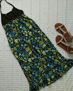 Pogo Club Girls Long Floral Dress Size M Green Blue Boho Peace Print - Picture 1 of 10