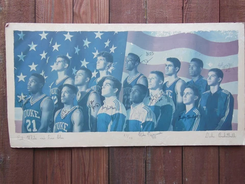 Duke team poster, 1989-90, 13 autographs, Coach K, Laettner, Hurley, Henderson Cover