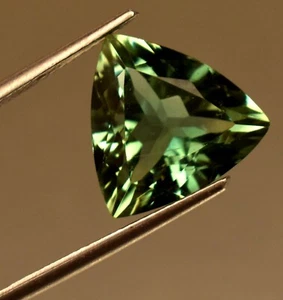 Blue Green Color Tourmaline Certified TRILLION Cut 6.70 Ct Loose Gemstone - Picture 1 of 5