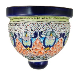 Mexican Talavera Pottery Wall Hanging Ceramic Sconce Planter # 02 - Picture 1 of 3