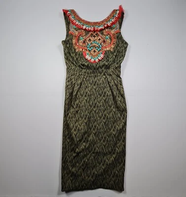 Matthew Williamson Womens Pencil Dress Green 8 UK Sleeveless Midi - Image 1 of 4