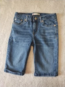 Girls Levi’s Bermuda Jeans Shorts Size 10 Reg Adjustable Waist blue denim - Picture 1 of 5