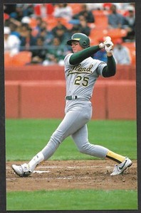 1989 BARRY COLLA Mark McGwire ATHLETICS UNSIGNED 3-1/2 x 5-1/2 PHOTO POSTCARD #5
