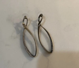 Kendra Scott Raquel Antique Silver Crystal Earrings - Picture 1 of 3
